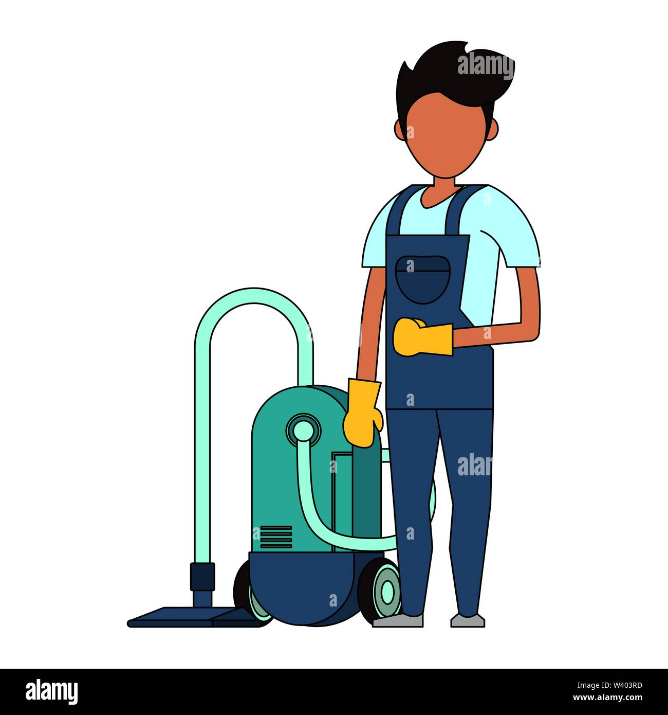 Cleaner worker with cleaning products and equipment Stock Vector Image ...