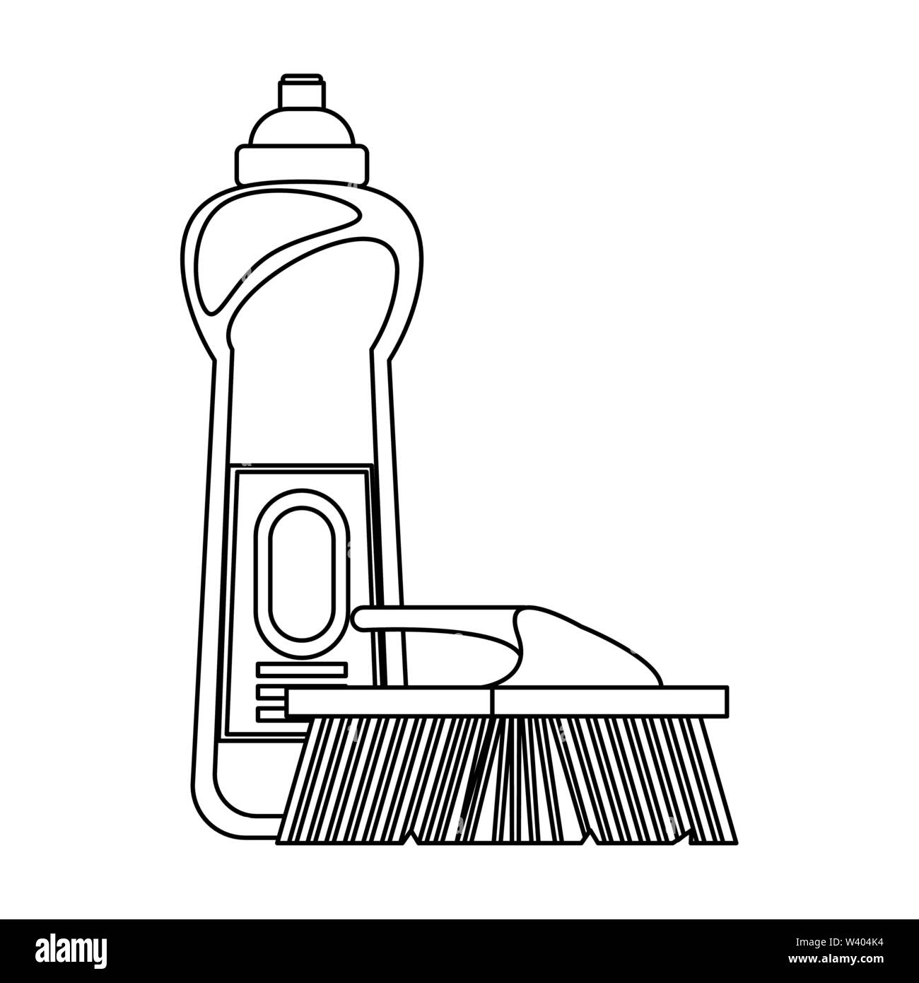 Set of cleaning equipment and products in black and white Stock Vector ...