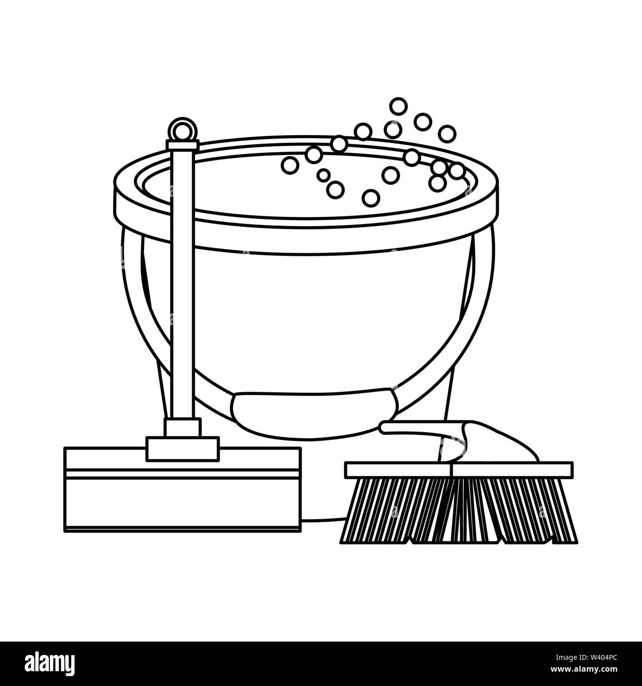 Set of cleaning equipment and products in black and white Stock Vector ...