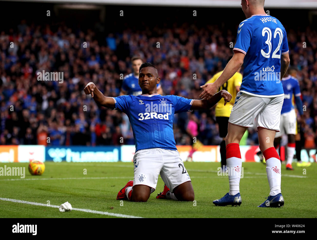 Rangers' Alfredo Morelos celebrates scoring his side's second goal