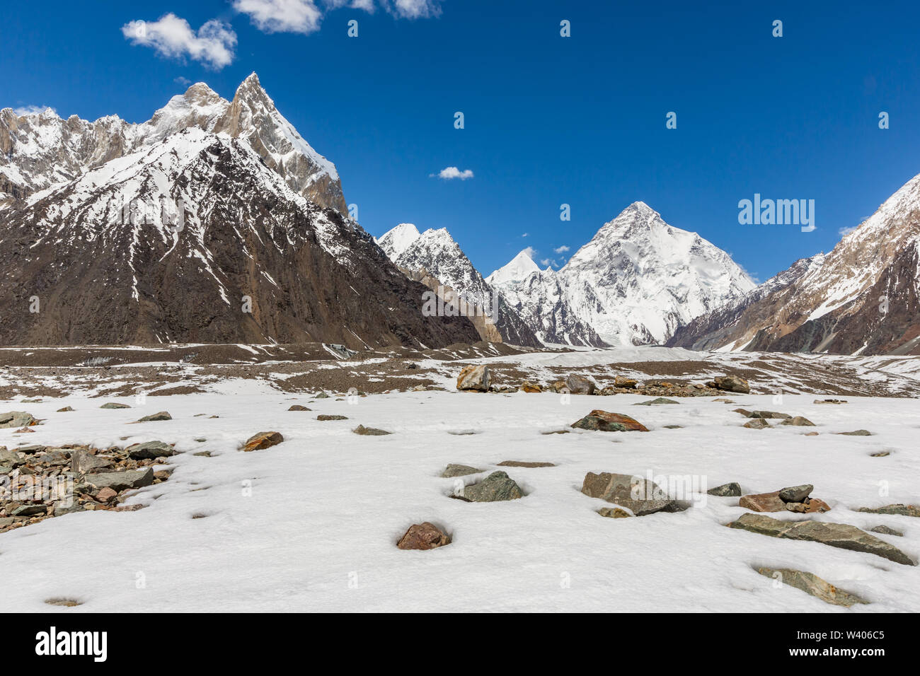 K2 mountain peak, second highest mountain in the world, K2 trek, Pakistan, Asia Stock Photo