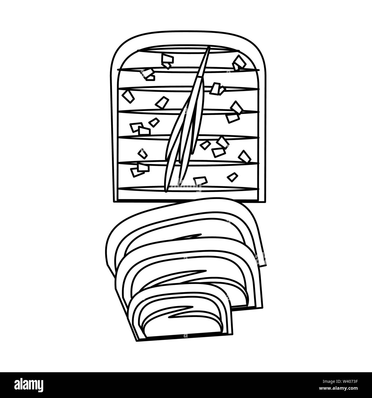 Barbecue food beef steak grilled cartoon in black and white Stock ...