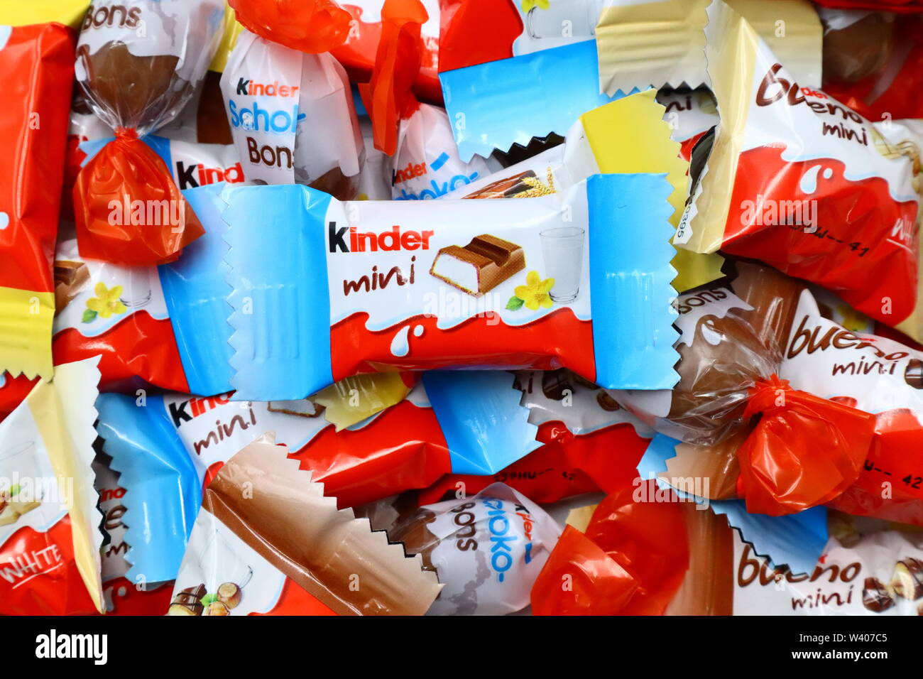 Kinder Ferrero Chocolates. Kinder is a brand of products made in