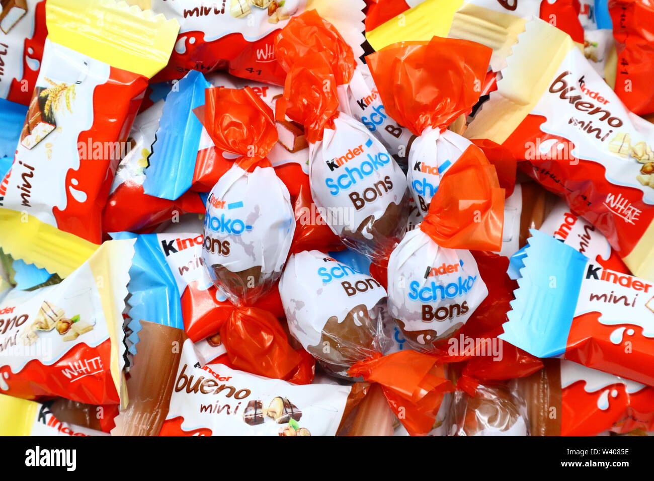Kinder Ferrero Chocolates. Kinder is a brand of products made in Italy by  Ferrero Stock Photo - Alamy