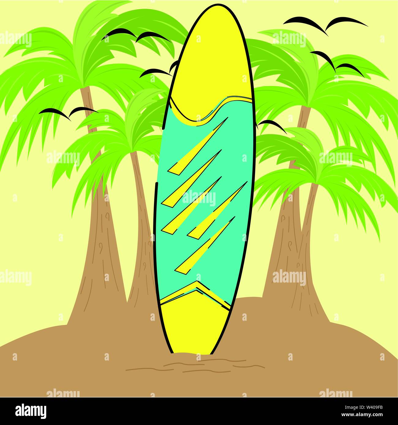 Surfboard on a beach background - Vector illustration Stock Vector ...