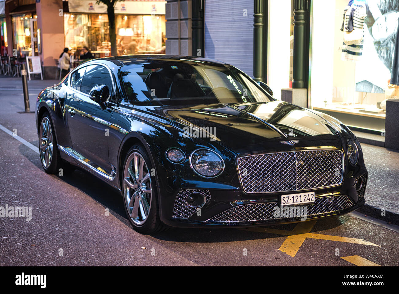 FRIEDRICHSHAFEN - MAY 2019: black BENTLEY CONTINENTAL GT W12 2018 at  Motorworld Classics Bodensee on May 11, 2019 in Friedrichshafen, Germany  Stock Photo - Alamy