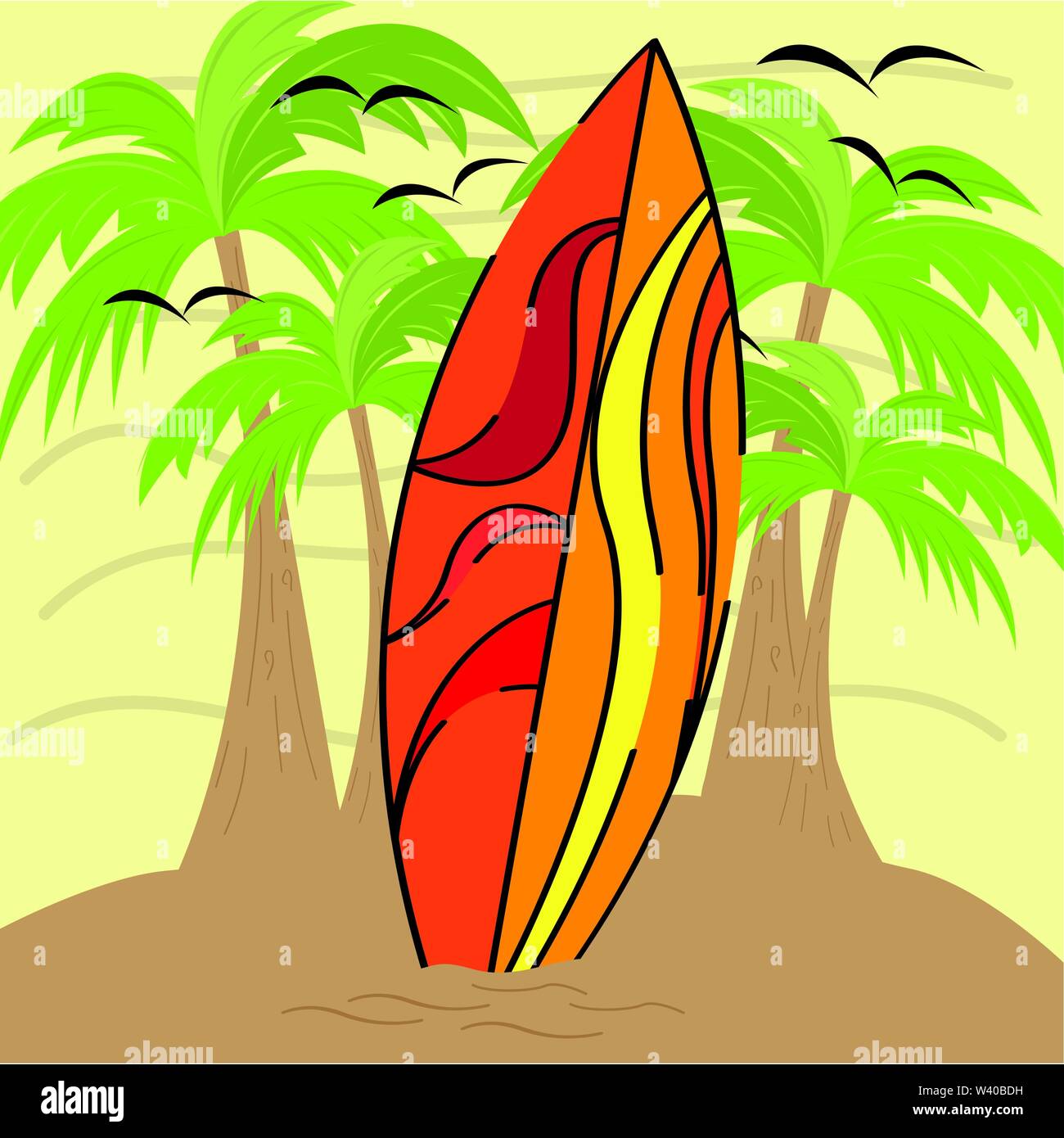 Surfboard on a beach background - Vector illustration Stock Vector ...