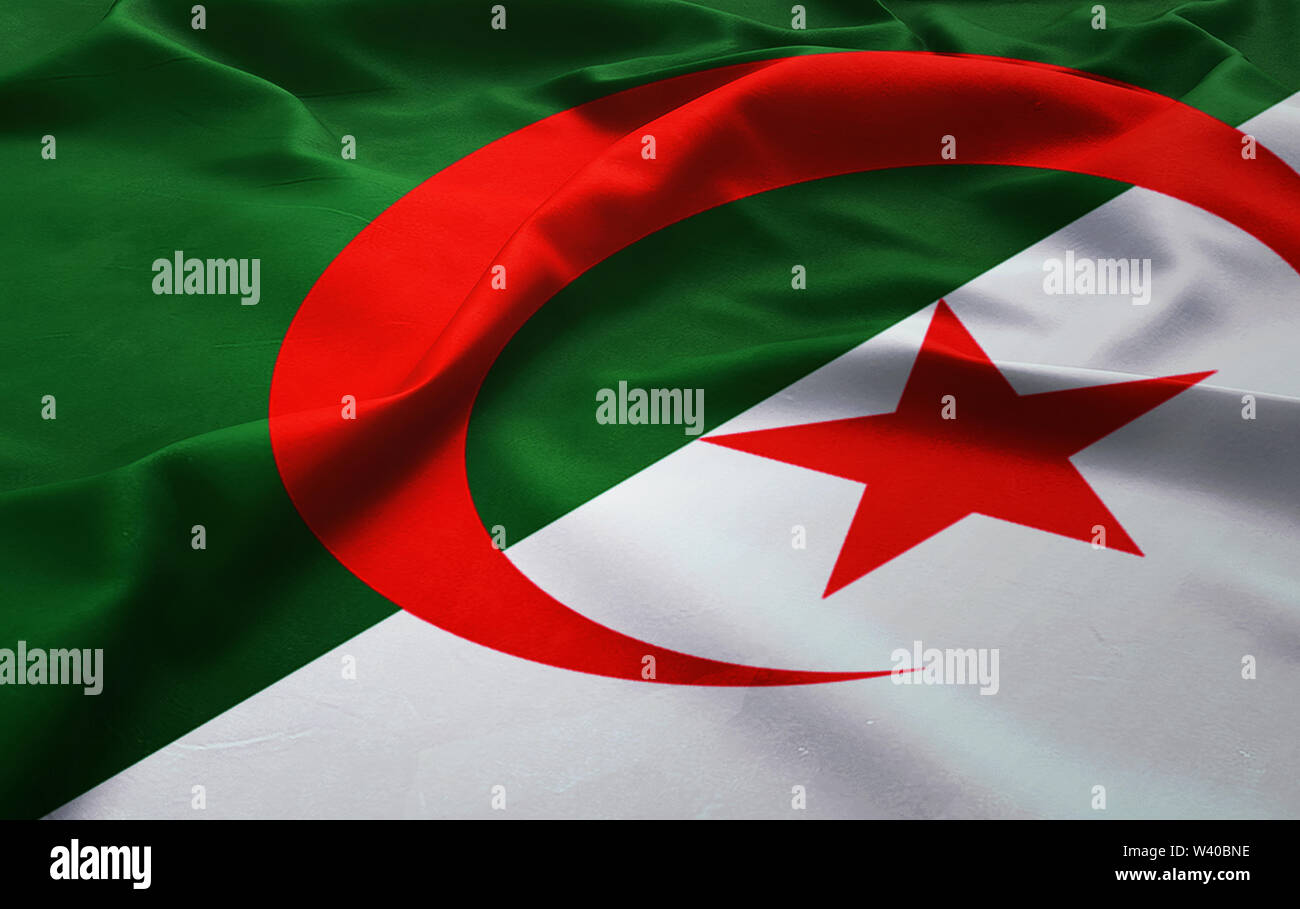 Algerian Flag ,Flag of algeria on the background texture Stock Photo