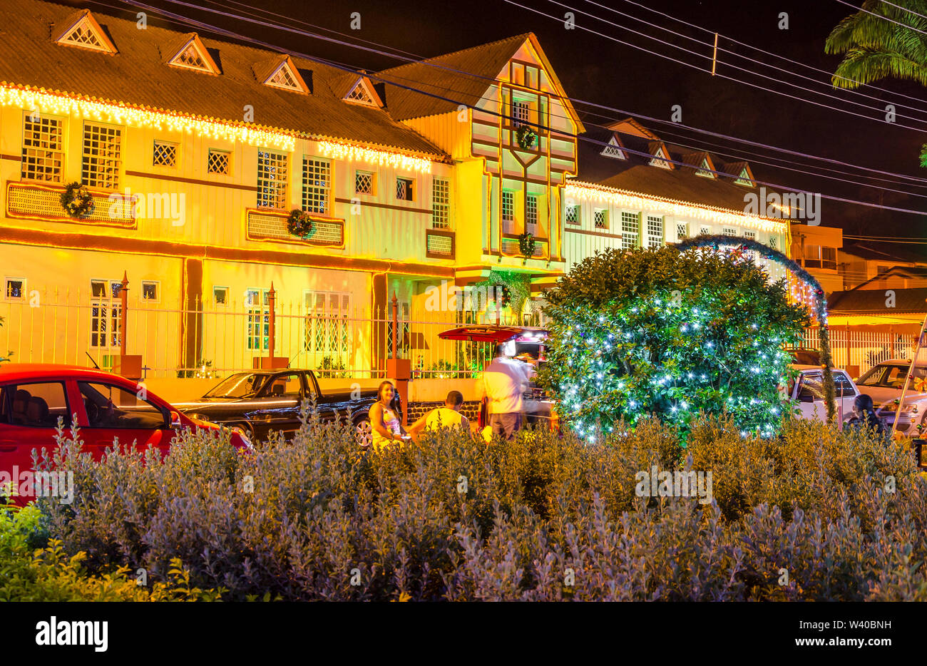 BRAZIL, DOMINGOS MARTINS -DECEMBER 28 , 2016 ; Christmas decorations at Domingos Martins, town founded in 1893 and was then known as Campinho. Brazil, Stock Photo