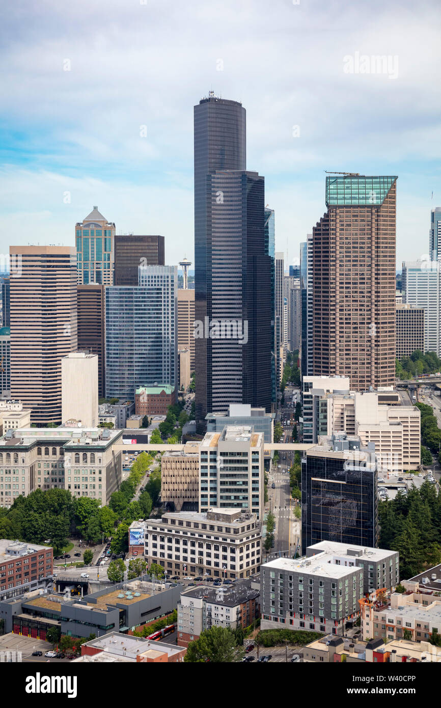 Aerial view of downtown Seattle, Washington State, USA Stock Photo