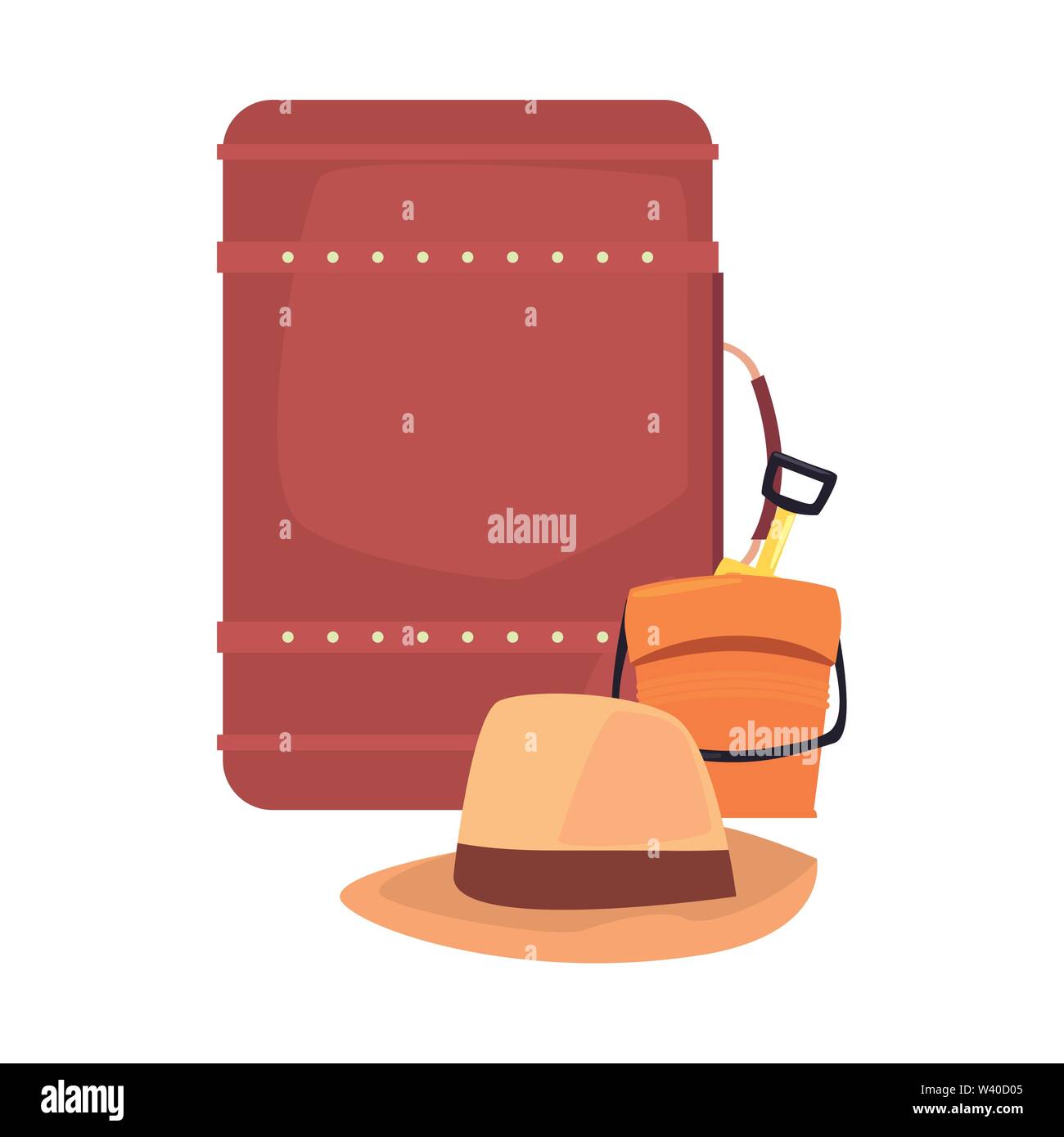 summer time holiday suitcase hat bucket vector illustration Stock ...
