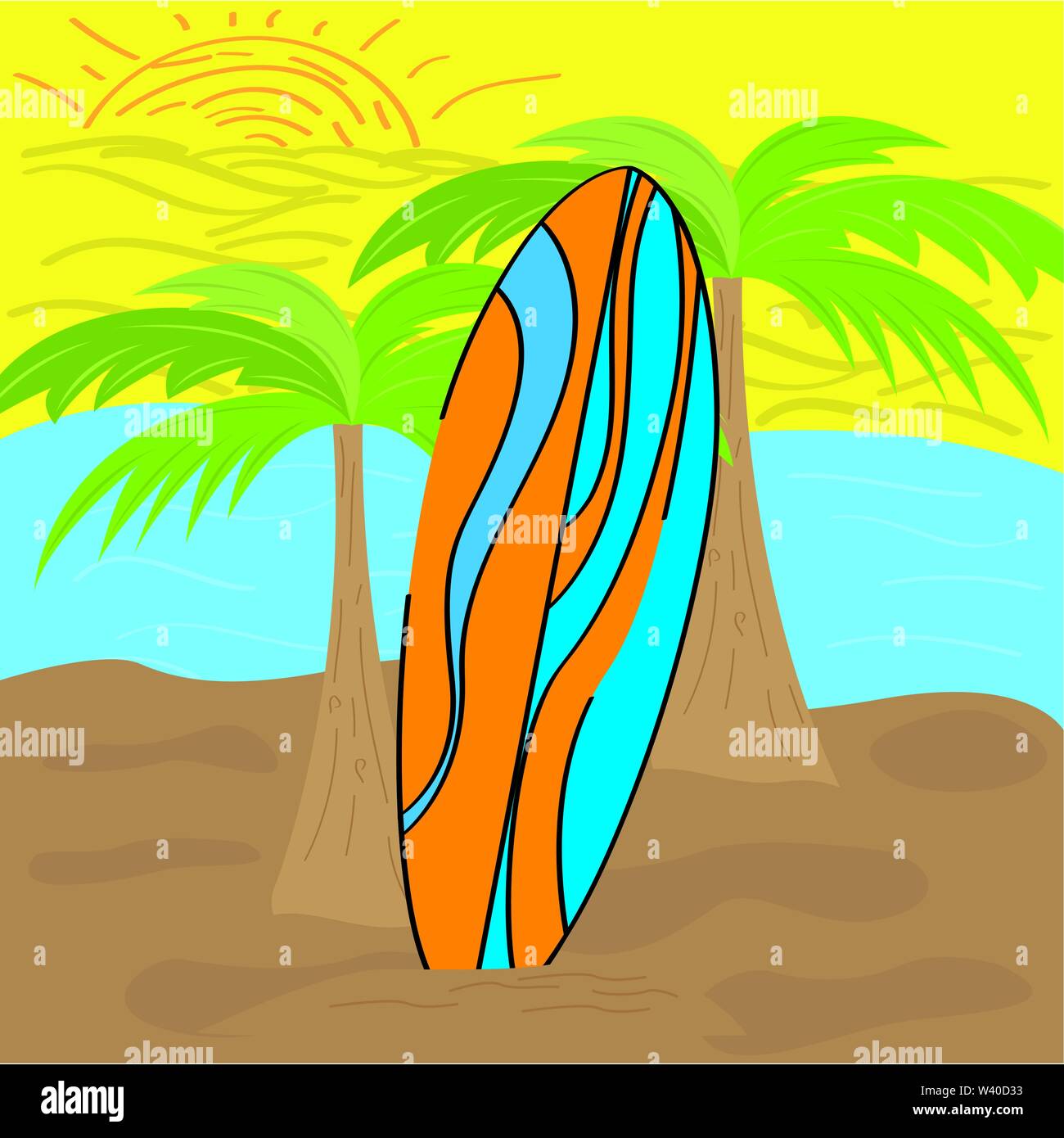 Surfboard on a beach background - Vector illustration Stock Vector ...