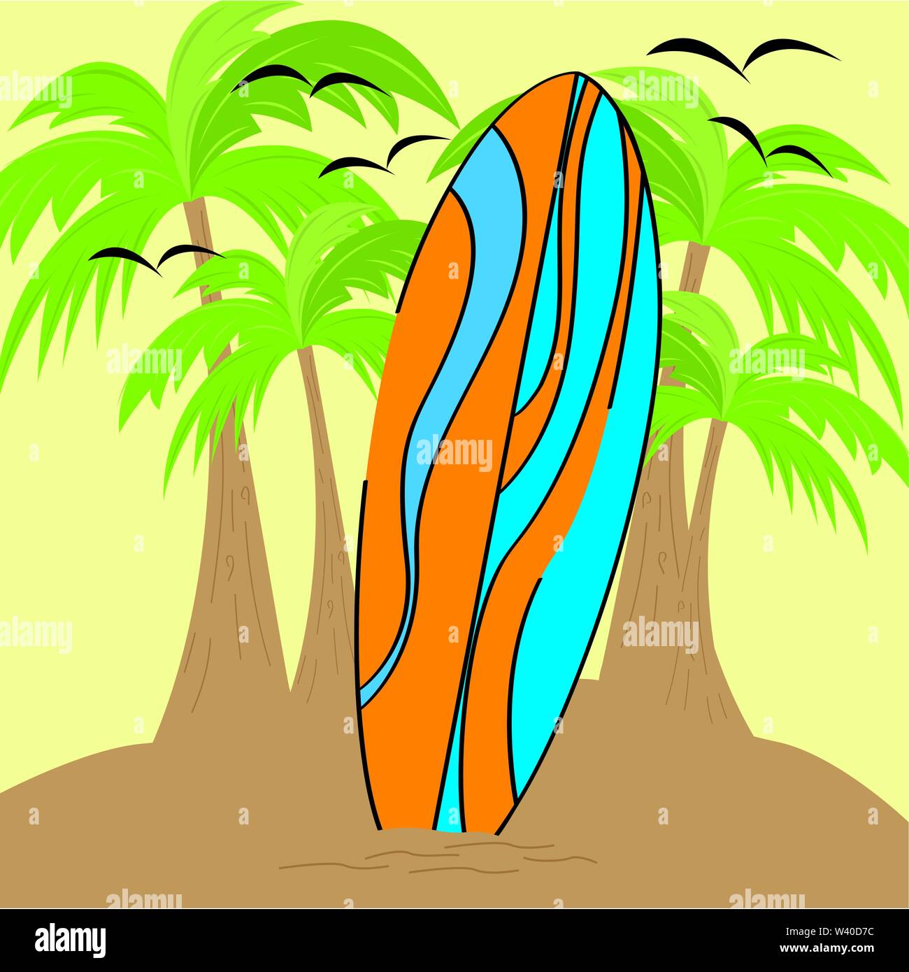 Surfboard on a beach background - Vector illustration Stock Vector ...