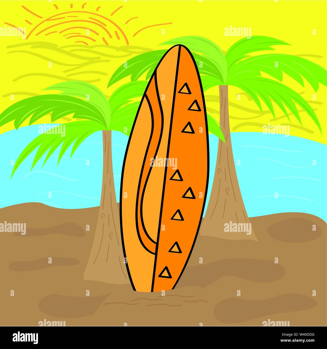 Surfboard on a beach background - Vector illustration Stock Vector ...