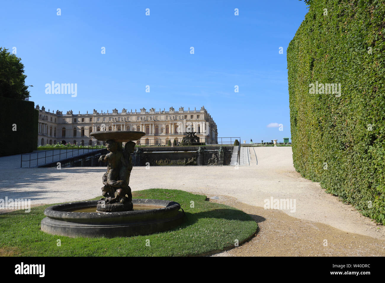 Outside view of Famous palace Versailles. The Palace Versailles was a royal castle. Stock Photo