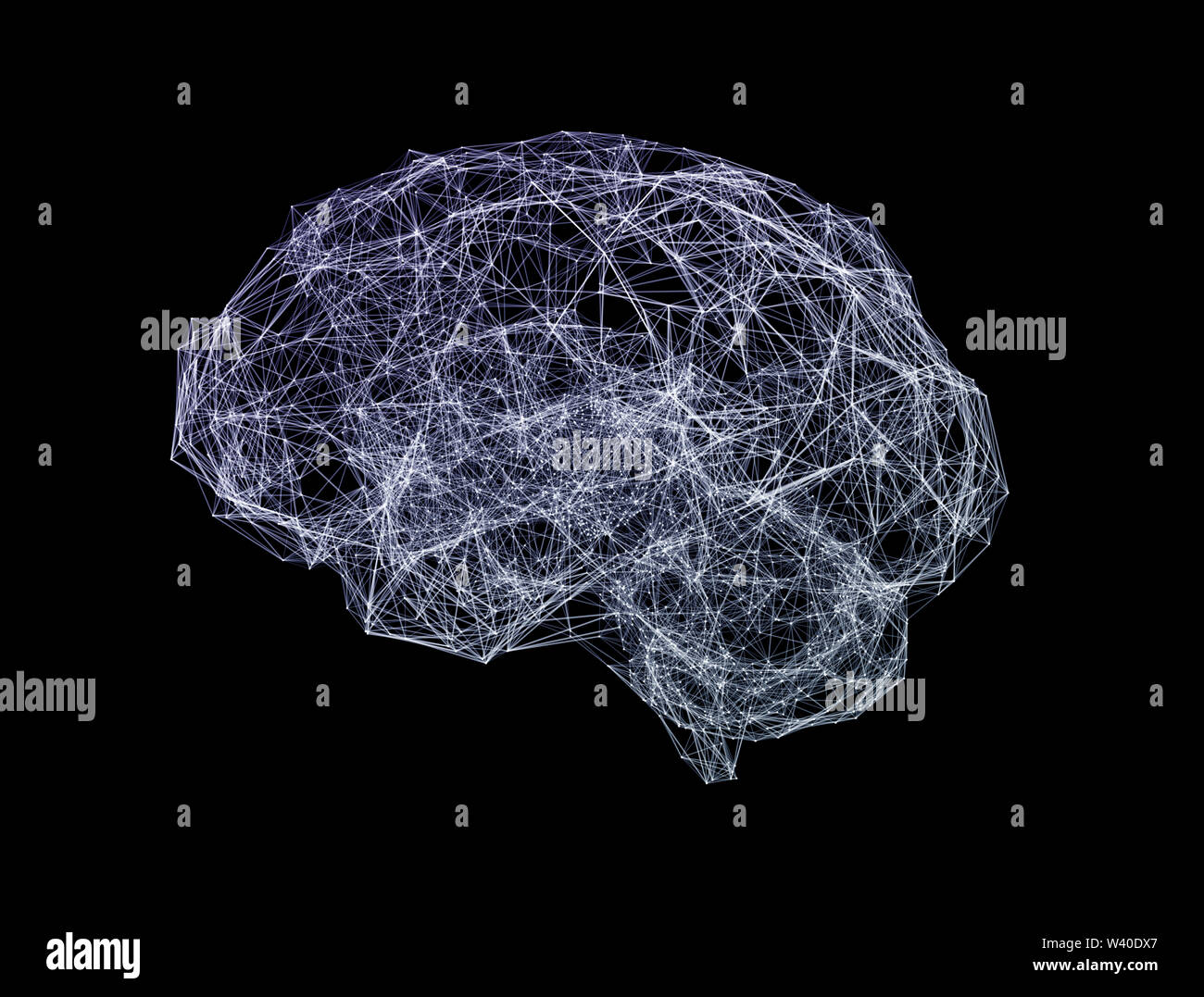 Artificial intelligence concept. Network human brain. Abstract futuristic science and technology background. 3D Stock Photo