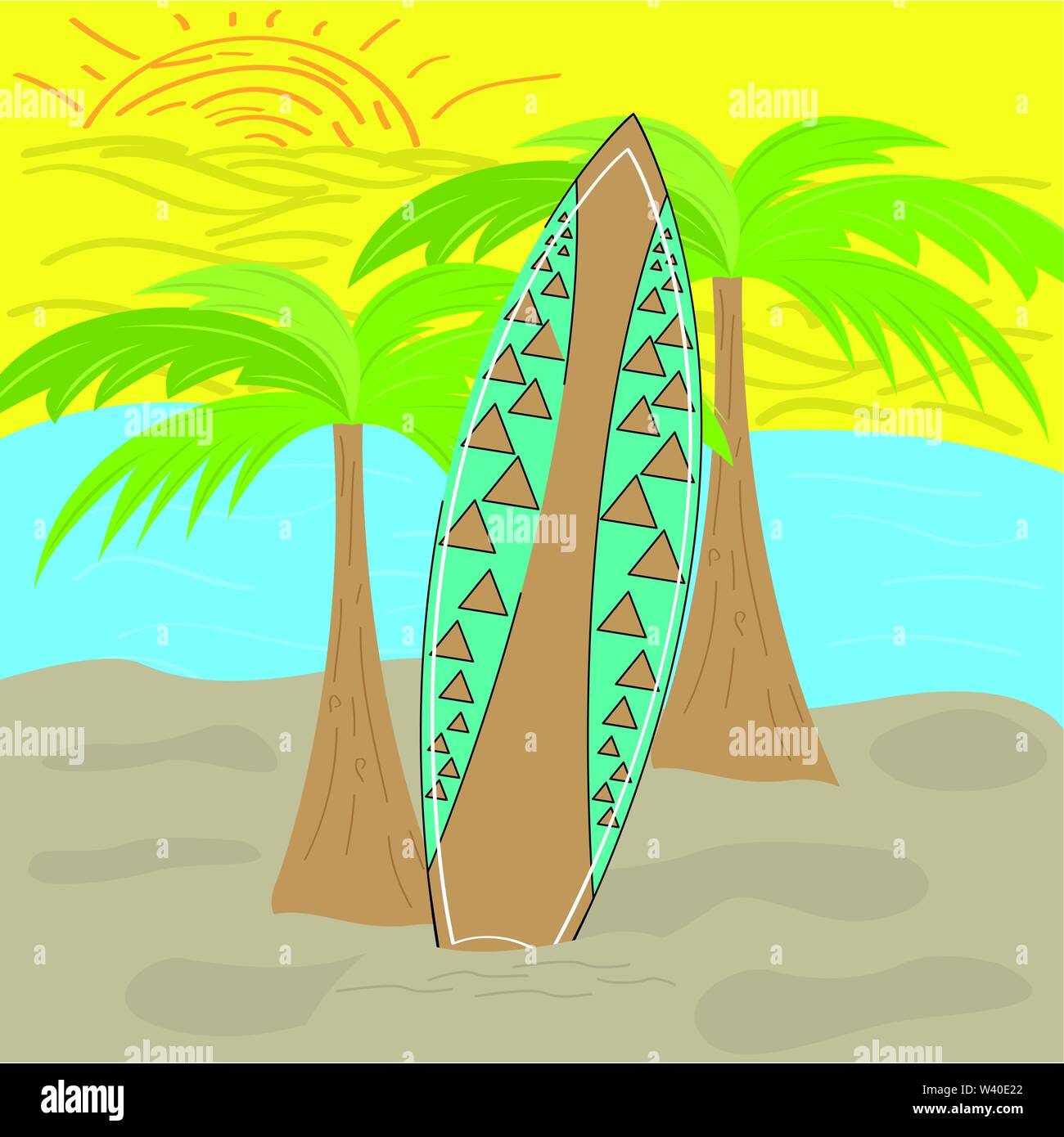 Surfboard on a beach background - Vector illustration Stock Vector ...