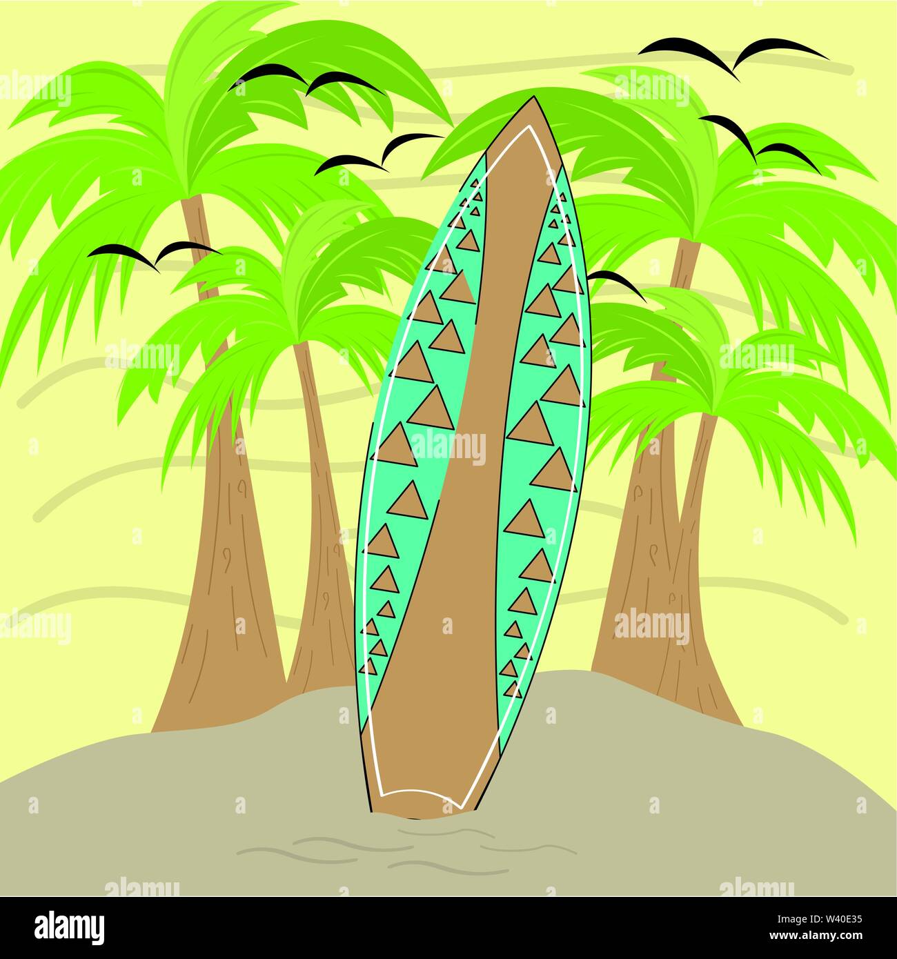 Surfboard on a beach background - Vector illustration Stock Vector ...