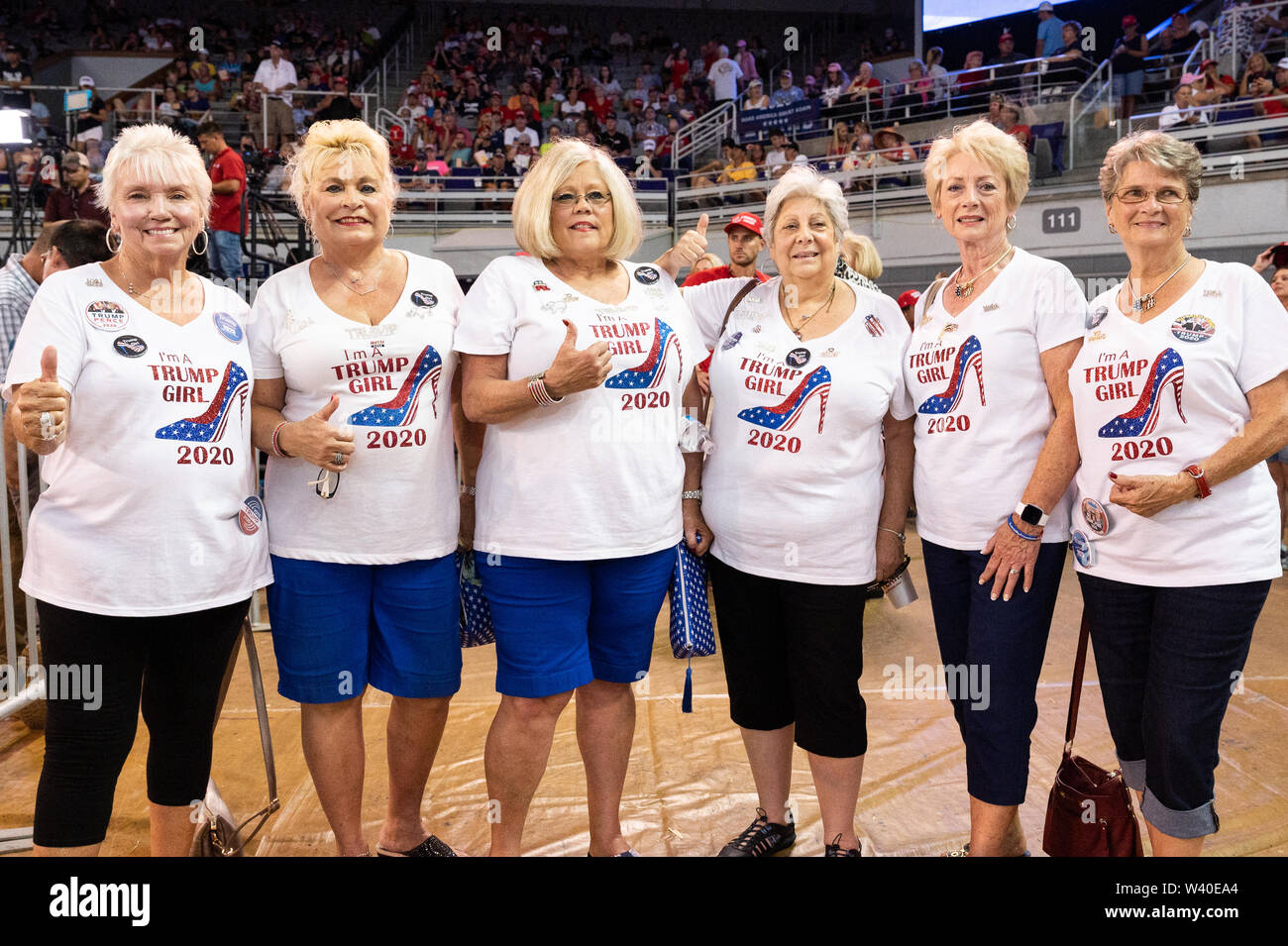 People attend President Donald Trump’s Make America Great Again Rally at the Williams Arena in East Carolina University, Greenville. Stock Photo