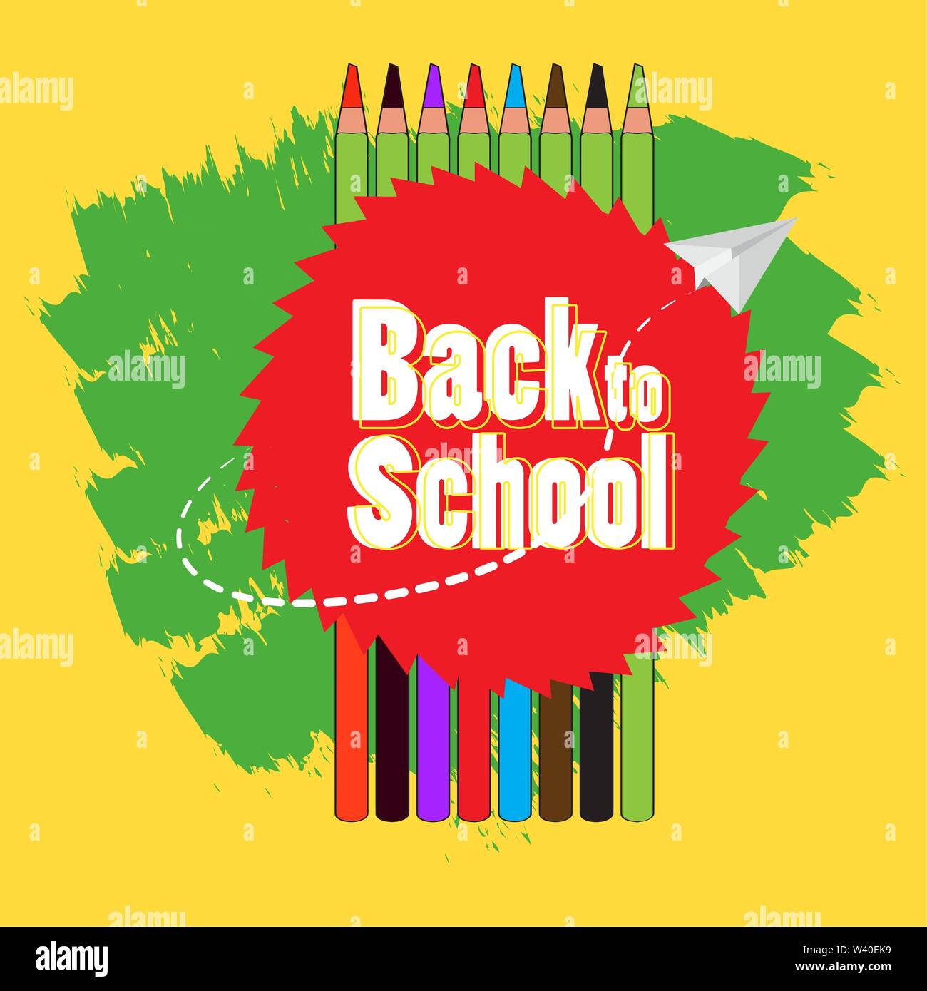 Back to school poster with color pencils - Vector Stock Vector Image ...
