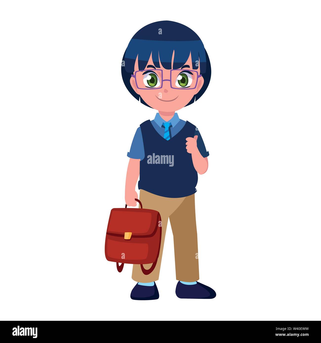 smiling school boy with backpack vector illustration Stock Vector Image ...
