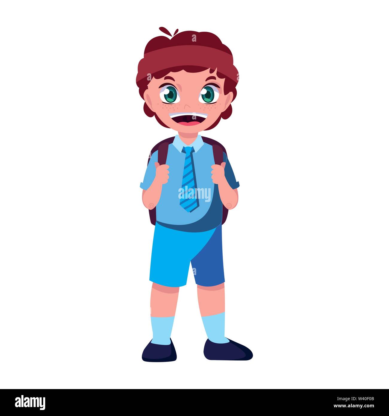 smiling school boy with backpack vector illustration Stock Vector Image ...