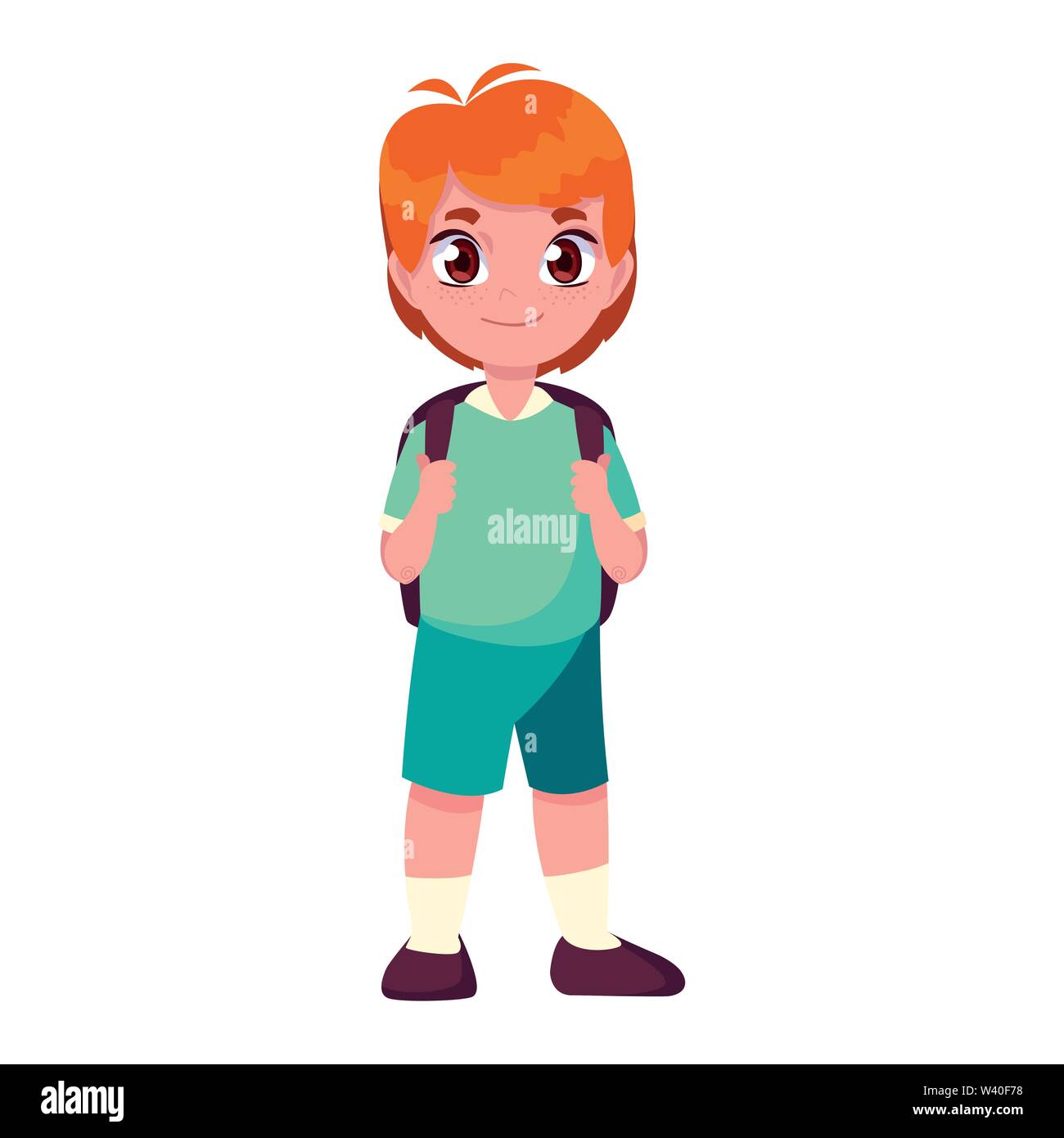 smiling school boy with backpack vector illustration Stock Vector Image ...