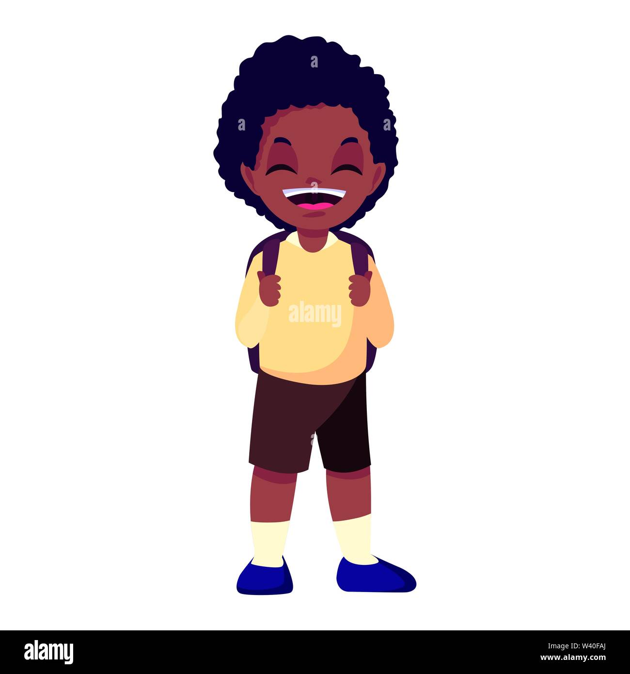 smiling school boy with backpack vector illustration Stock Vector Image ...