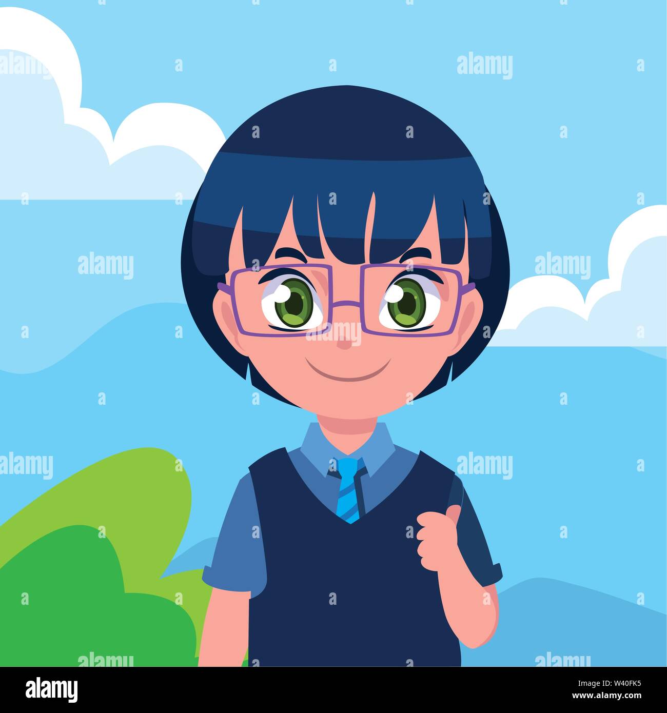 smiling school boy with backpack vector illustration Stock Vector Image ...