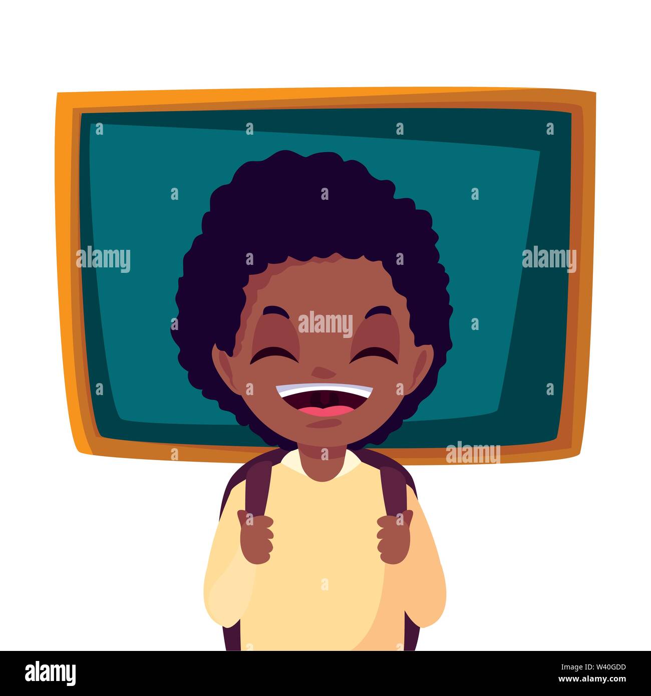 smiling school boy with chalkboard vector illustration Stock Vector ...