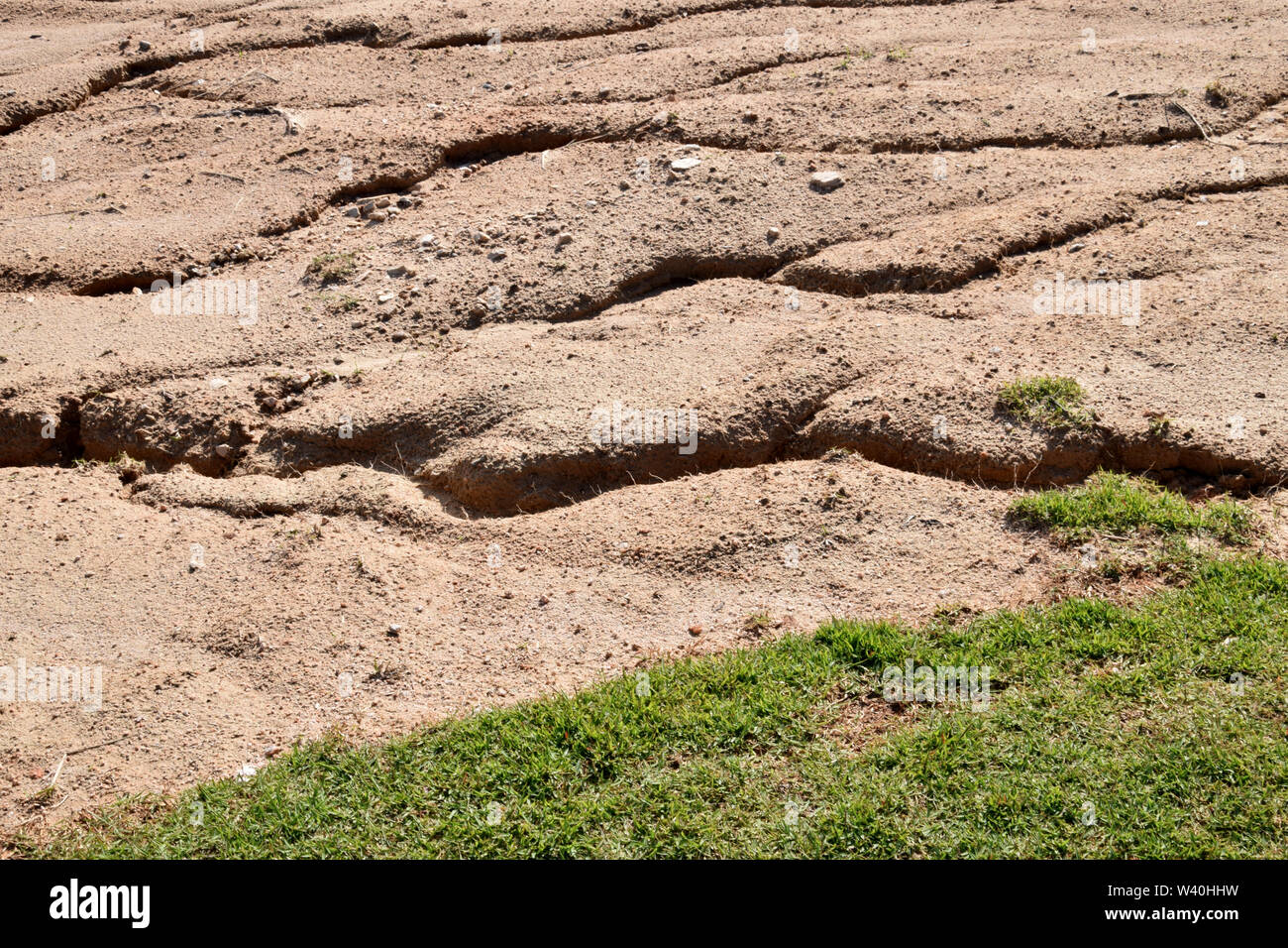 Soil erosion in the highlands. Landscape mountain with soil cracked