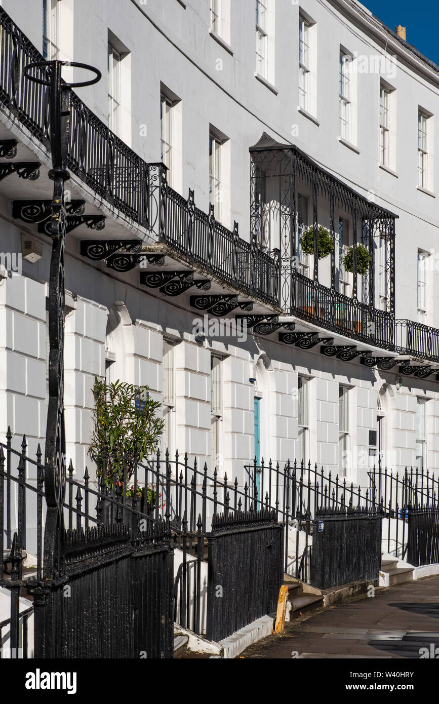 Elegant Regency buildings on the Royal Crescent, Cheltenham, UK Stock Photo