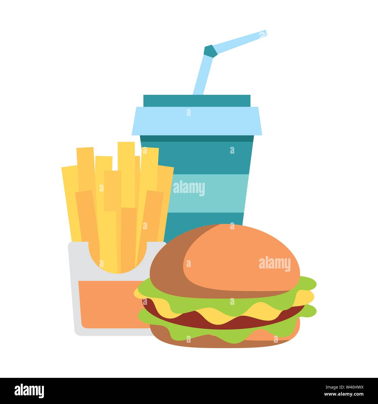 Fast food hamburger and french fries with soda cup Stock Vector Image ...