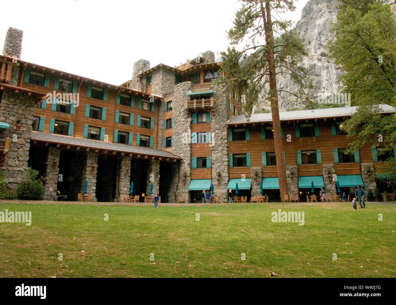 July 18, 2019: In a $12 million settlement announced Monday, Yosemite National Park got the right to use the original names of some of its most iconic hotels and attractions. Delaware North had, during the decades that it held the contract as the Park's concessionaire, quietly trademarked many of Yosemite's most famous names, including the Ahwahnee Hotel, Curry Village, the Wawona Hotel, and Badger Pass ski Area. In reaction to the lawsuit, the state of California has passed the California Heritage Protection Act, a law that forbids park concessionaires from claiming or trademarking any of the Stock Photo