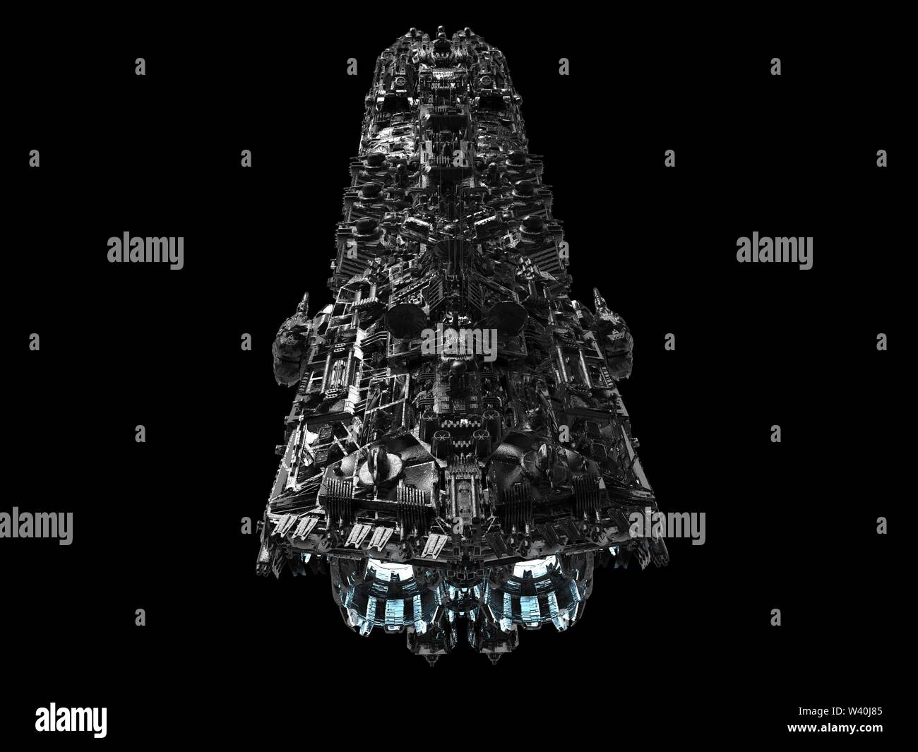 Spaceship isolated on a black background 3d illustration Stock Photo ...