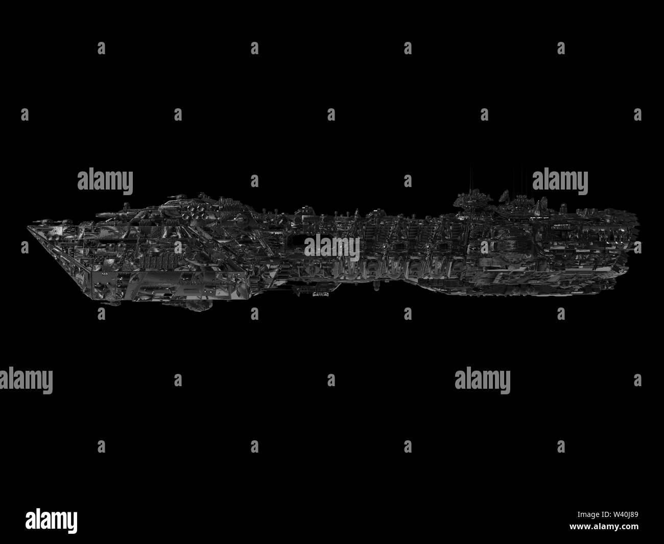 Spaceship isolated on a black background 3d illustration Stock Photo ...