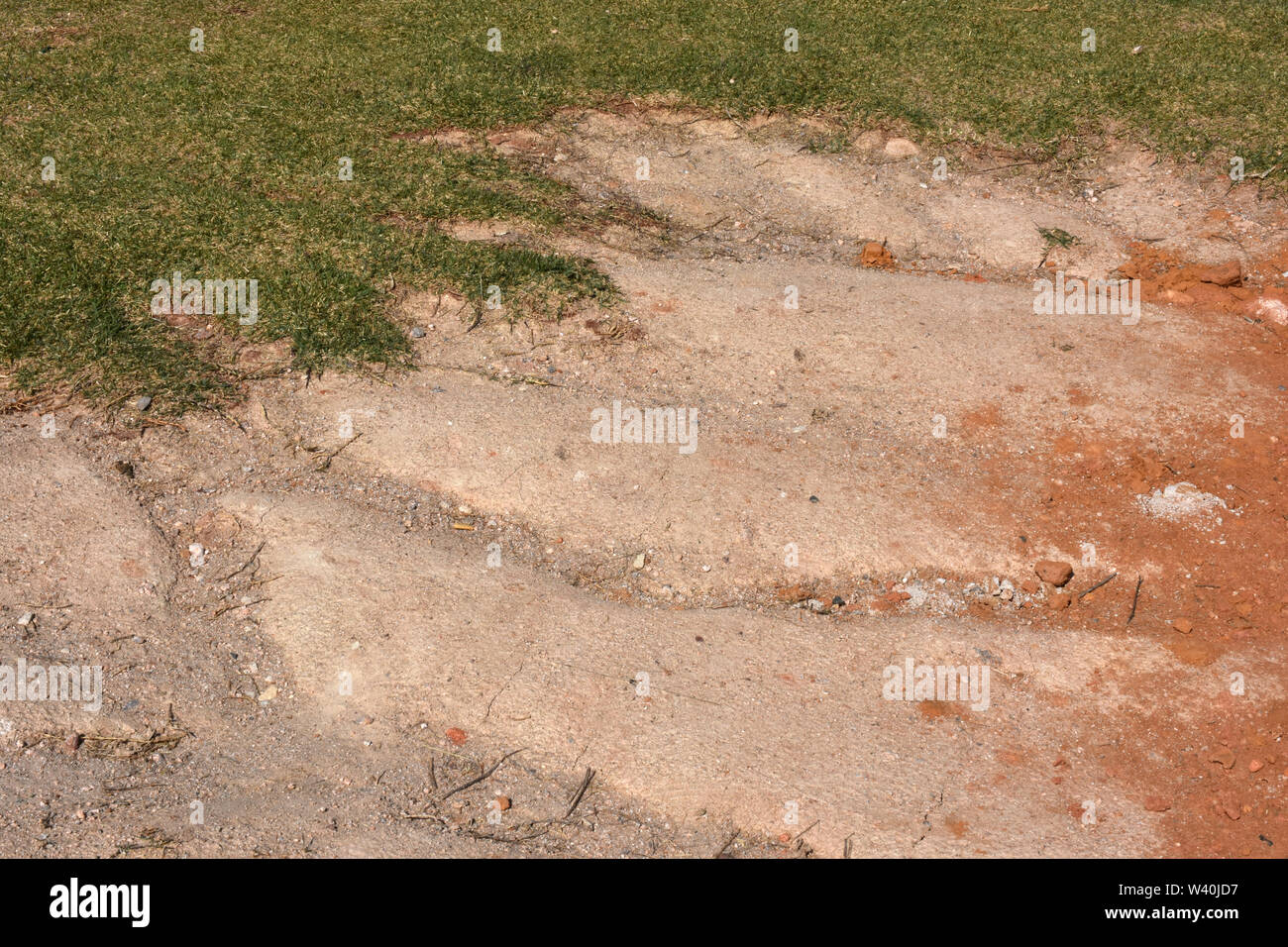 Soil erosion in the highlands. Landscape mountain with soil cracked ...