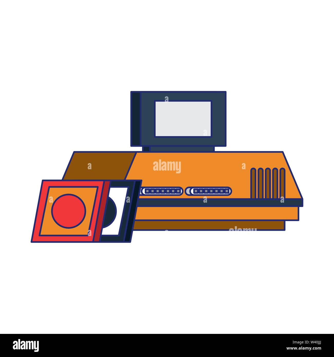 Retro videogame console with cassettes blue lines Stock Vector Image ...