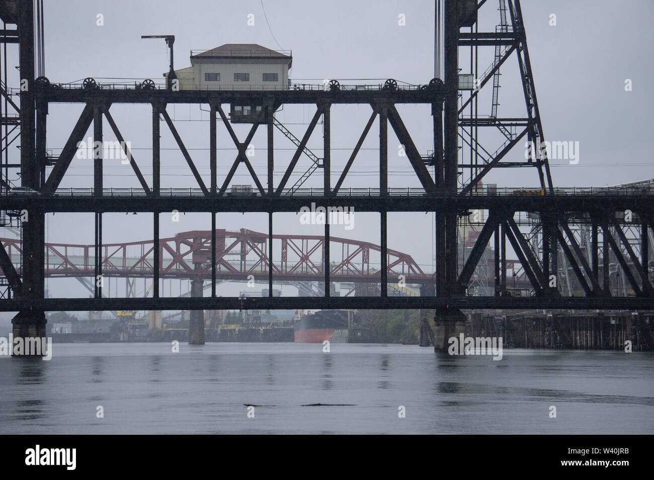 Steel Bridge on the Willamette River Stock Photo