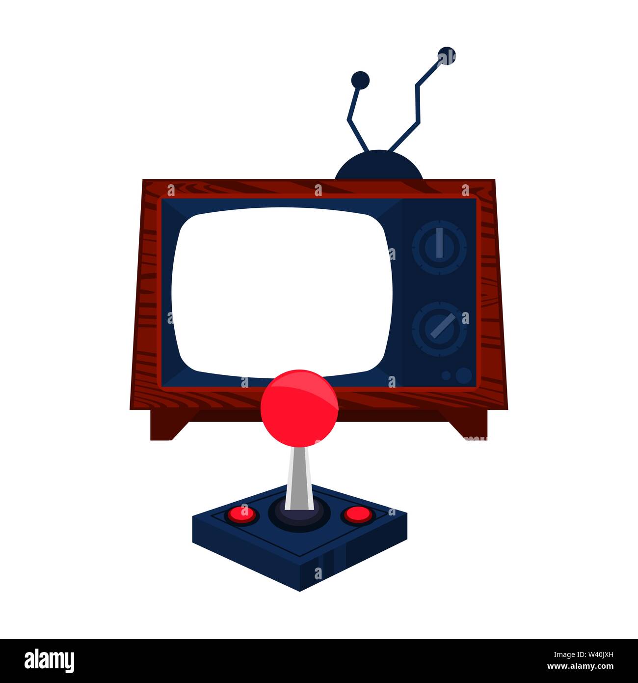 Retro videogame console gamepad with old tv Stock Vector Image & Art ...