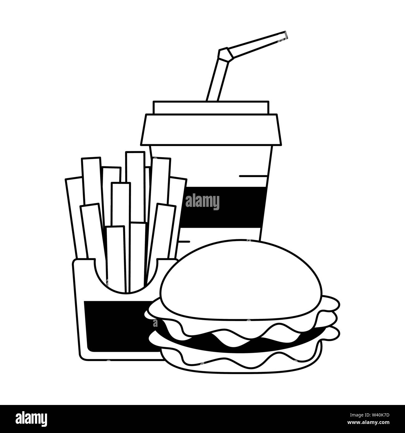 Fast food hamburger and french fries with soda cup Stock Vector Image ...