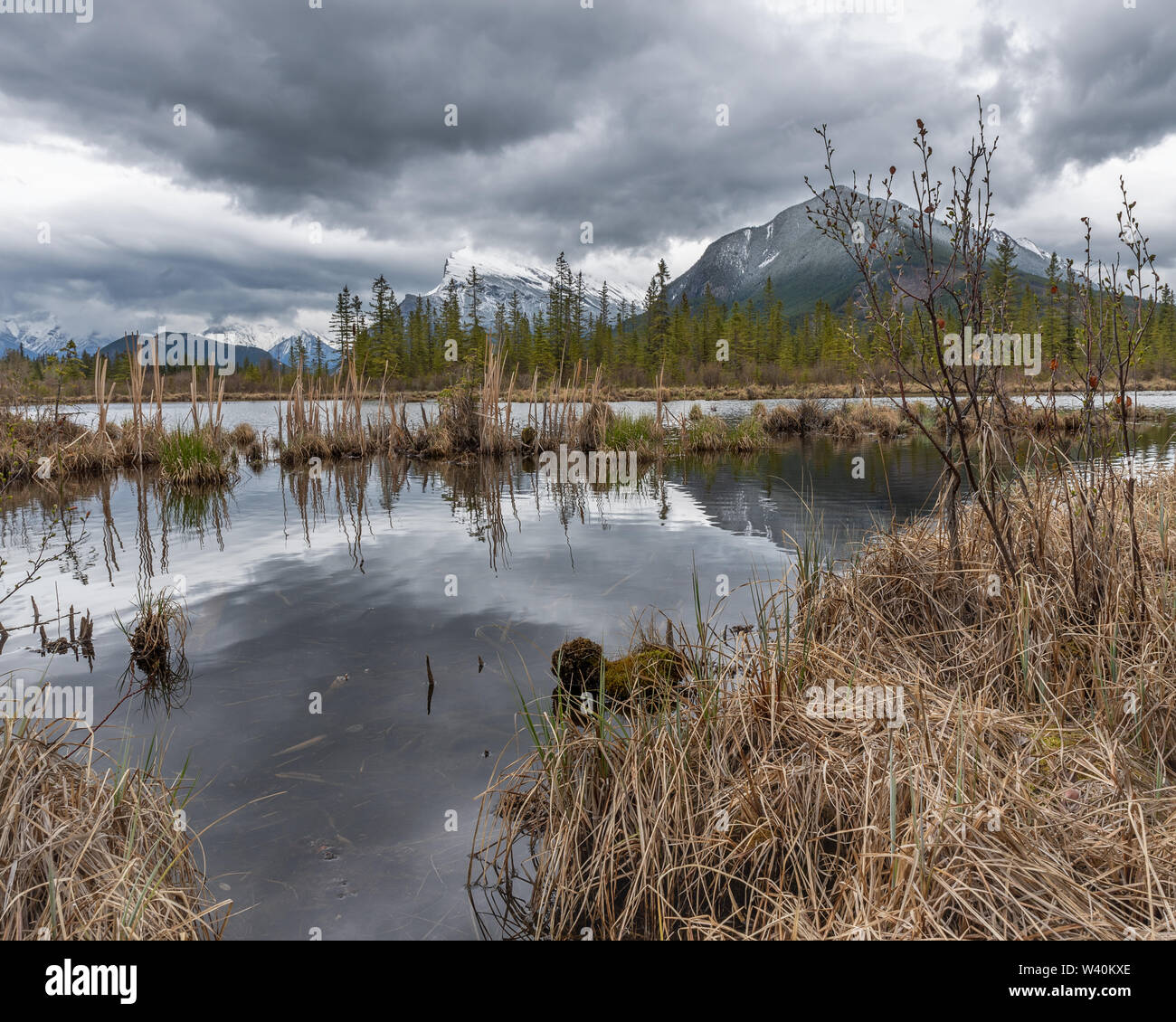 Vermilion Lakes in Banff National Park, Alberta, Canada Stock Photo