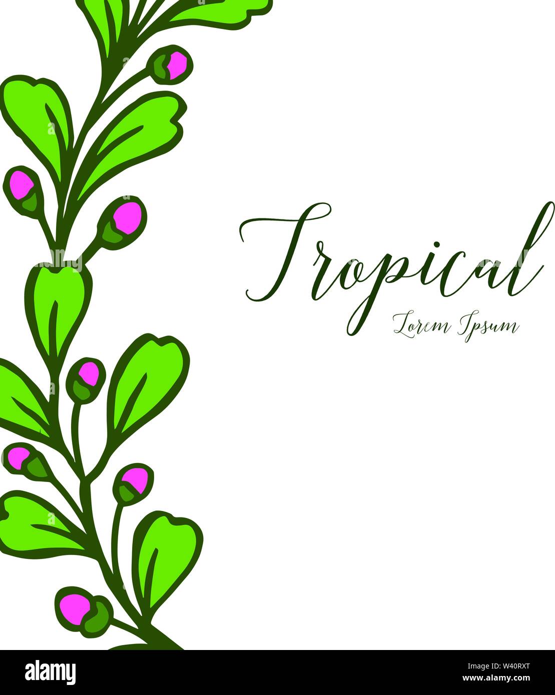 Design green leaves frame for card tropical. Vector illustration Stock ...