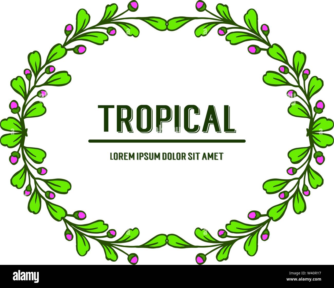 Design green leaves frame for card tropical. Vector illustration Stock ...