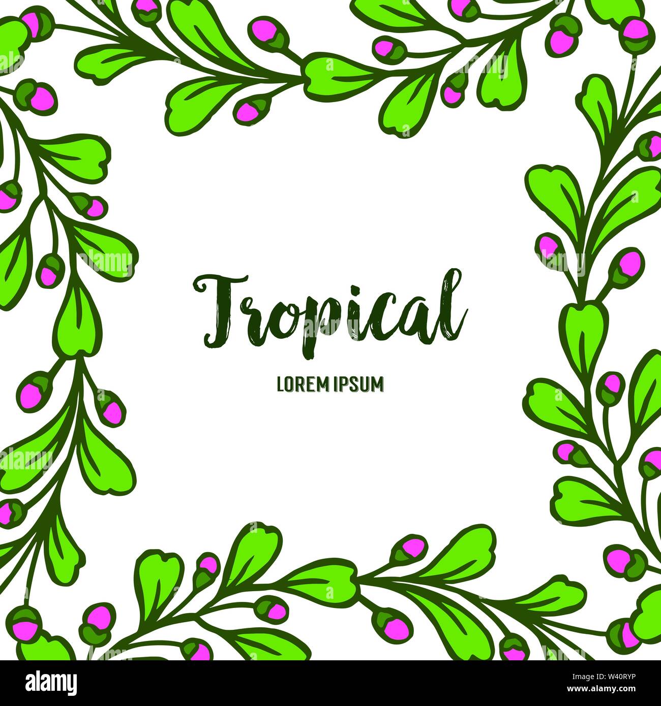 Design green leaves frame for card tropical. Vector illustration Stock ...