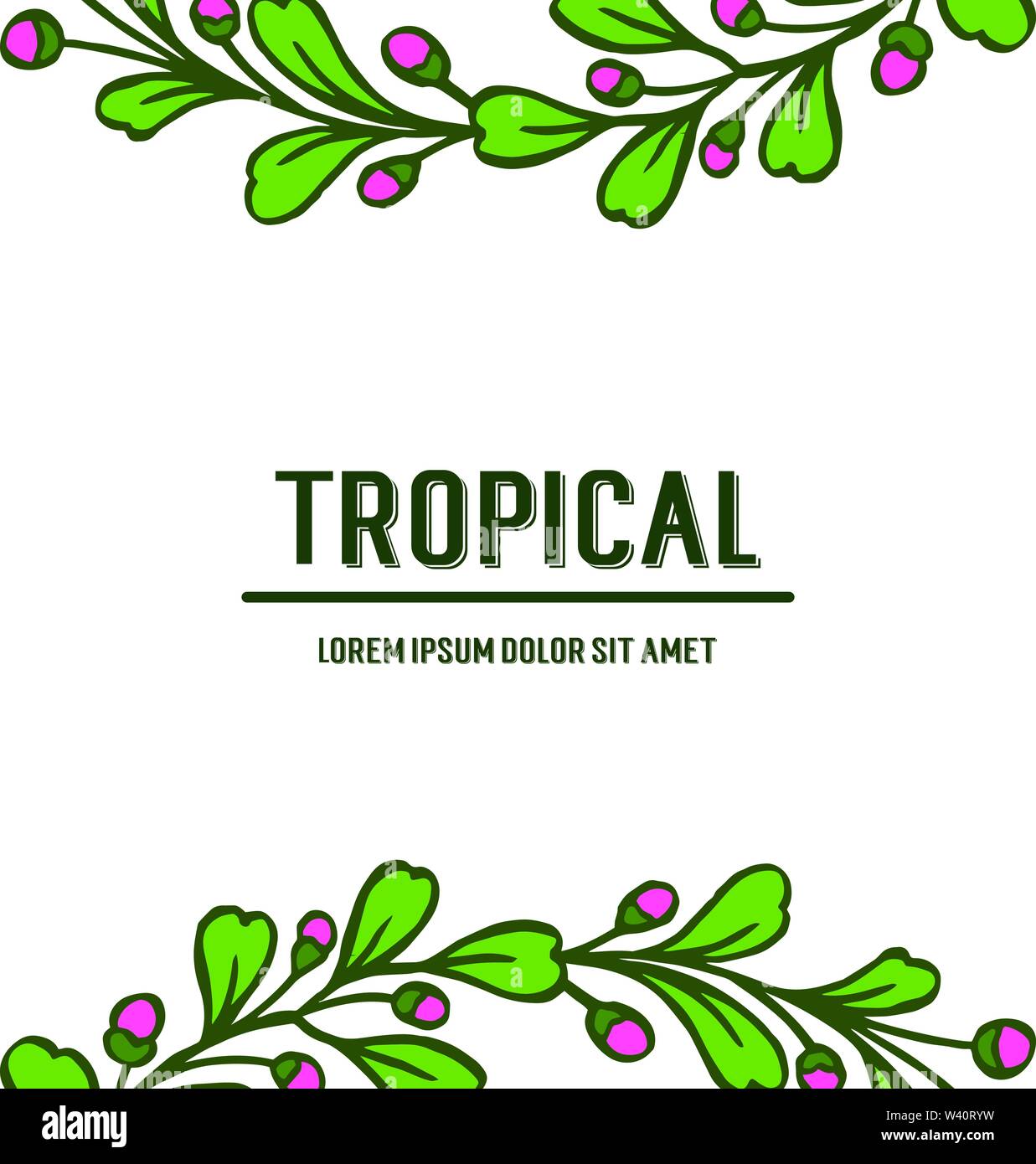 Design green leaves frame for card tropical. Vector illustration Stock ...