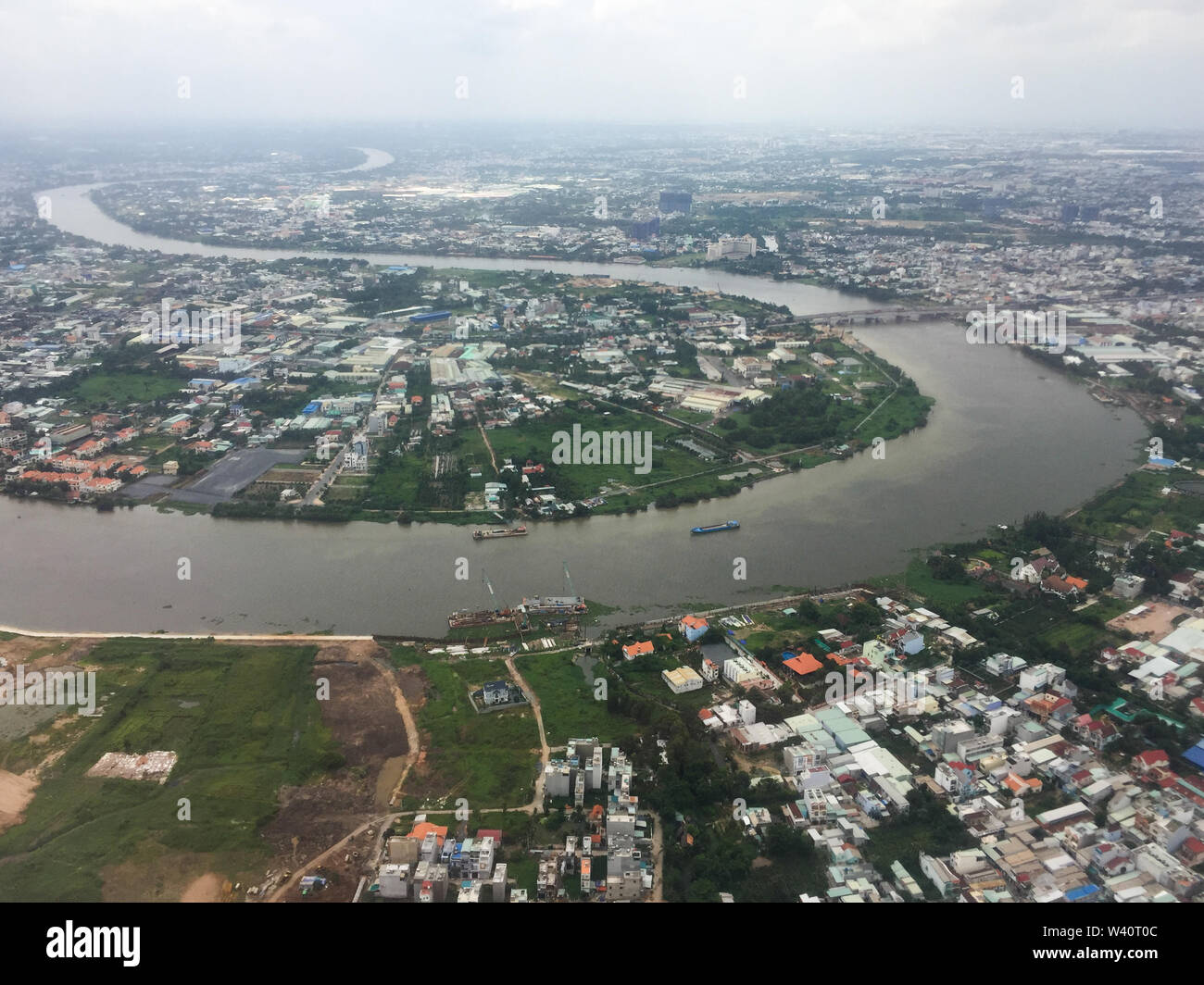 Saigon, Vietnam Jul 6, 2019. Aerial view of Saigon (called Ho Chi