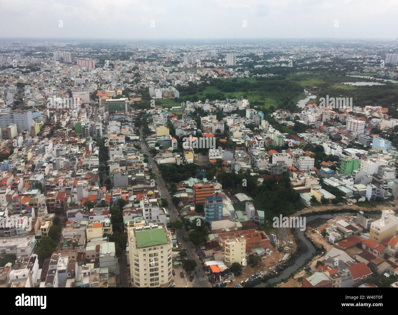 Saigon, Vietnam Jul 6, 2019. Aerial view of Saigon (called Ho Chi