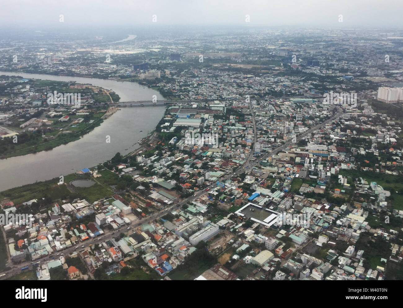 Saigon, Vietnam Jul 6, 2019. Aerial view of Saigon (called Ho Chi Minh City), Vietnam. Saigon