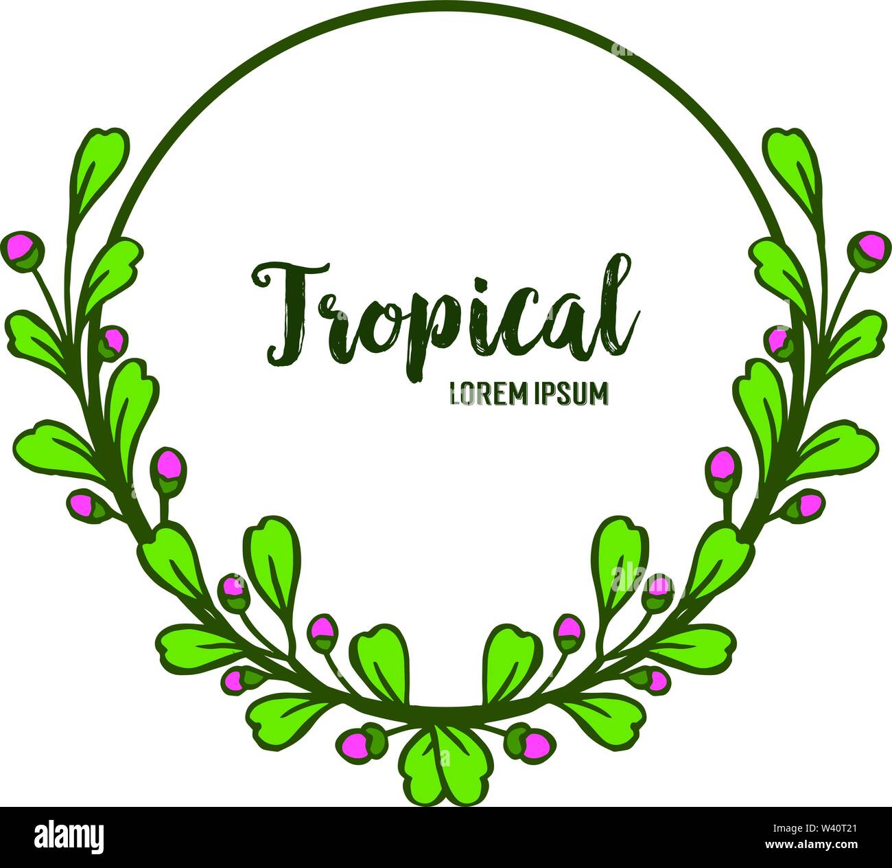Decorative of card summer tropical with art of pink floral frame and ...